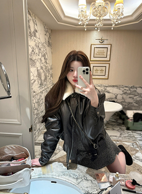 Lily Rosemary/甜酷统治区 环保皮绗棉外套毛领可拆卸