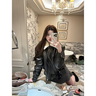 Lily Rosemary/甜酷统治区 环保皮绗棉外套毛领可拆卸