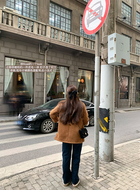 Lily Rosemary/ 韩女氛围 栗子扣皮毛一体大衣外套