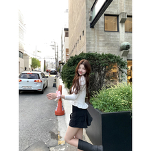 Lily Rosemary/ 纯白椰椰 女团私服韩系八分袖纯棉花边Tee