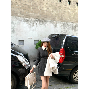 全羊毛呢格千金学院假两件衬衣连衣裙 清潭洞学妹 Lily Rosemary