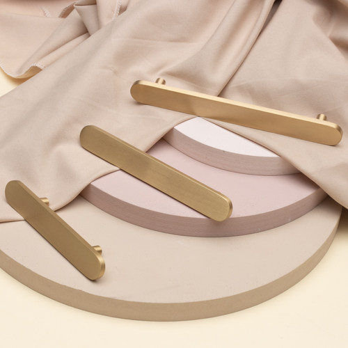 铜居北欧纯铜金色轻奢柜门把手