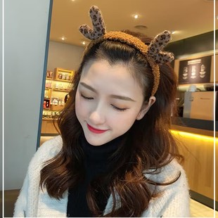 毛茸茸可爱鹿角发箍女鹿耳朵发饰头饰洗脸头箍百搭新款压发圈爆款