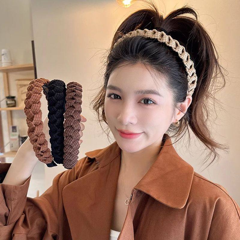 麻花辫发箍女百搭新款美拉德头箍高级感气质高颅顶压发圈发饰成人