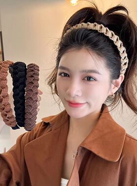 麻花辫发箍女百搭新款美拉德头箍高级感气质高颅顶压发圈发饰成人