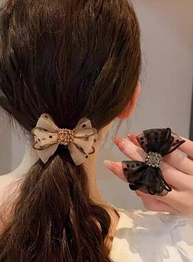 韩版百搭欧根纱发圈蝴蝶结女发绳