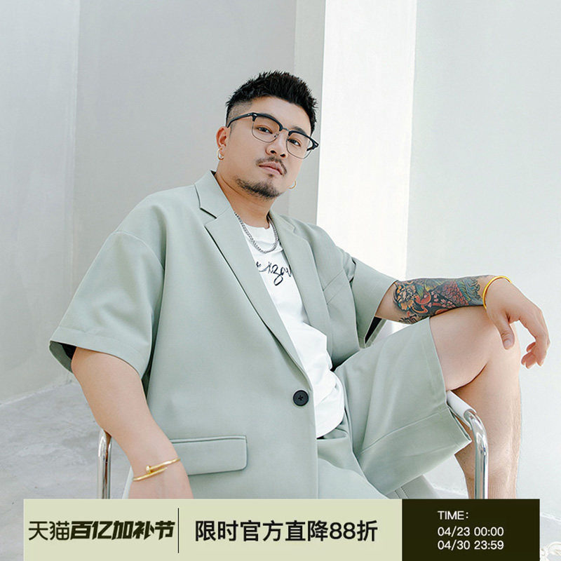 韦恩泽维尔潮牌大码男装加肥加大夏季韩版痞帅休闲西装外套男7692