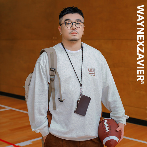 印花韦恩泽维尔休闲圆领套头卫衣