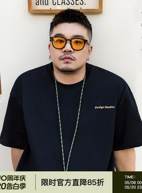 韦恩泽维尔潮牌宽松大码T恤男短袖夏季加肥加大260克重磅T3303