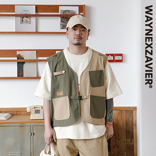 韦恩泽维尔大码日系户外工装马甲