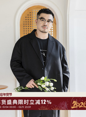 韦恩泽维尔大码商务休闲小西服男士宽松加肥加大黑色西装外套8465