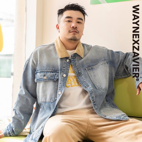 韦恩泽维尔翻领春秋宽松撞色夹克