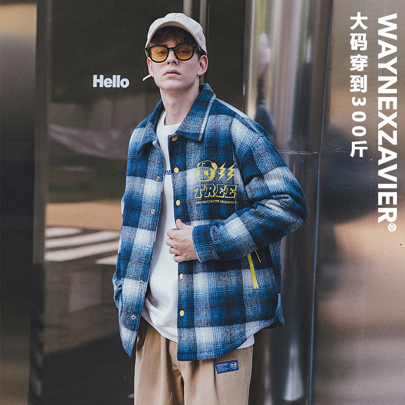 格子衬衫外套韦恩泽维尔翻领秋冬