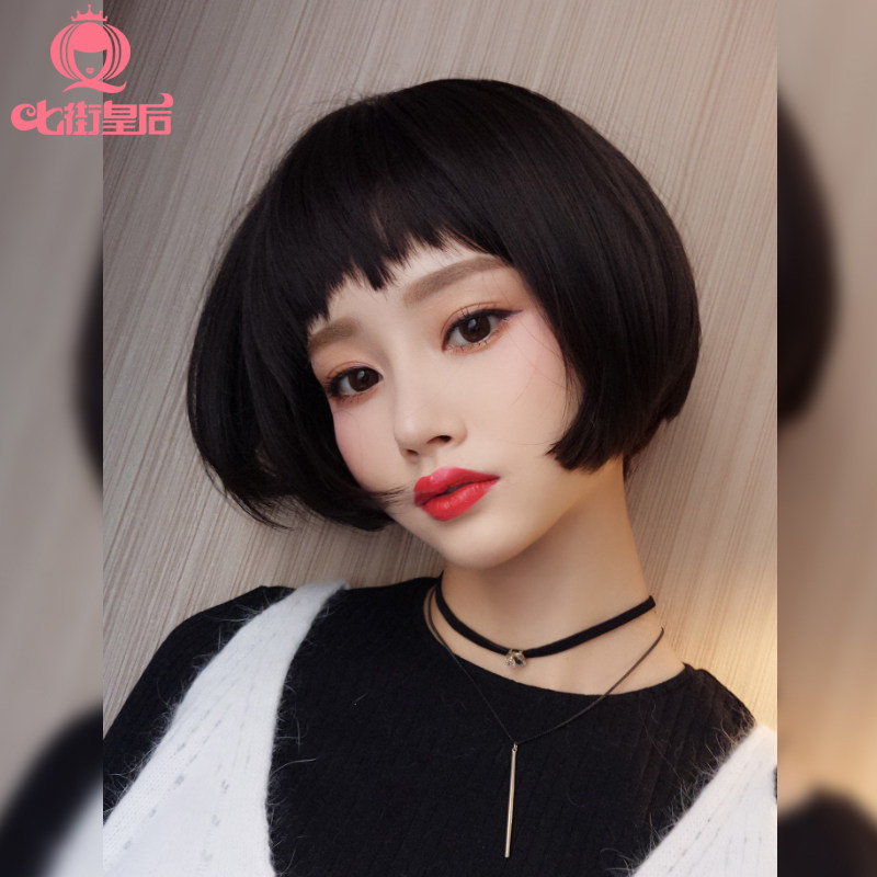 狗啃式刘海假发女短发bobo头修脸蓬松自然逼真韩版黑色学生短直发