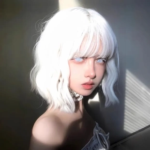 白色假发女短发全头套式万用cosplay短卷发lolita日常仿真假发套