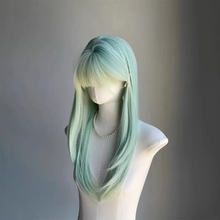 【薄荷曼波】假发女清凉感奶绿色假发jk自然浅色系lolita全头套式
