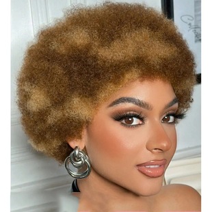 Pixie Short Afro Curly Bob 100% Human Hair Wigs