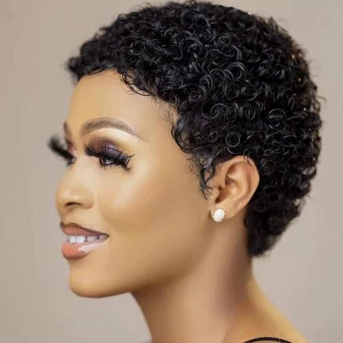 外贸假发 全机制非洲小卷真人发头套afro curly human hair wigs