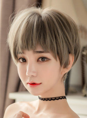 bobo帅气少年全头套式假发女短发