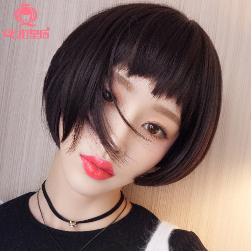 狗啃刘海假发女短发bobo头修脸蓬松自然逼真韩版黑色学生头短直发