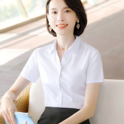 白衬衫弹力竹纤维衬衣夏气质修身