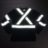 Флуоресцентная черная светоотражающая безопасная толстовка, осенний лонгслив для работы, футболка