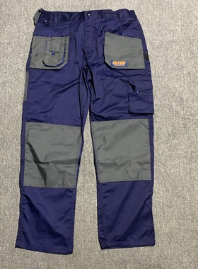 出口波兰蓝色多口袋工装裤宽松加固汽修工程工作裤大码机械风耐磨