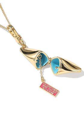 秋冬新潮流大气镀金可打开幸运饼干吊坠简约时尚河蚌字母方牌项链