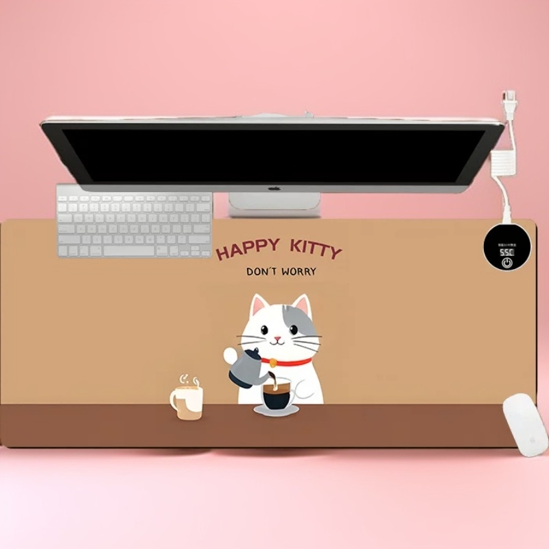 办公室电脑桌面发热垫写作业暖手恒温垫鼠标垫大号卡通发热暖桌垫