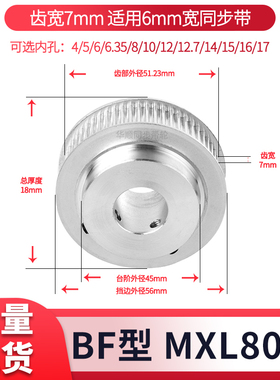 同步轮MXL80齿B齿宽7内孔5/6/8/10/12ATP80MXL25现货套装同步带轮