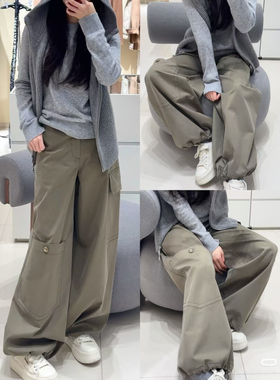 专柜商场同款2026早春新款时尚高腰宽松阔腿休闲百搭工装裤510057