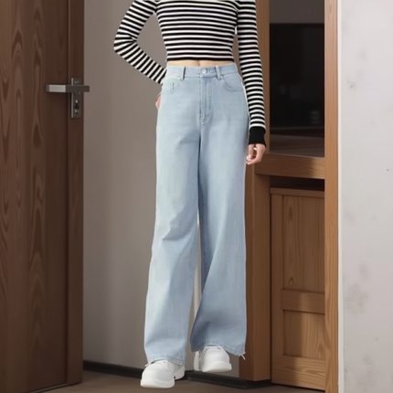 商场同款2026春新款时尚百搭高腰宽腿裤休闲阔腿牛仔裤女5100388