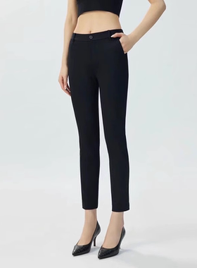 哥家专柜同款2026秋冬新款修身九分纯色小黑裤加绒保暖女1100389