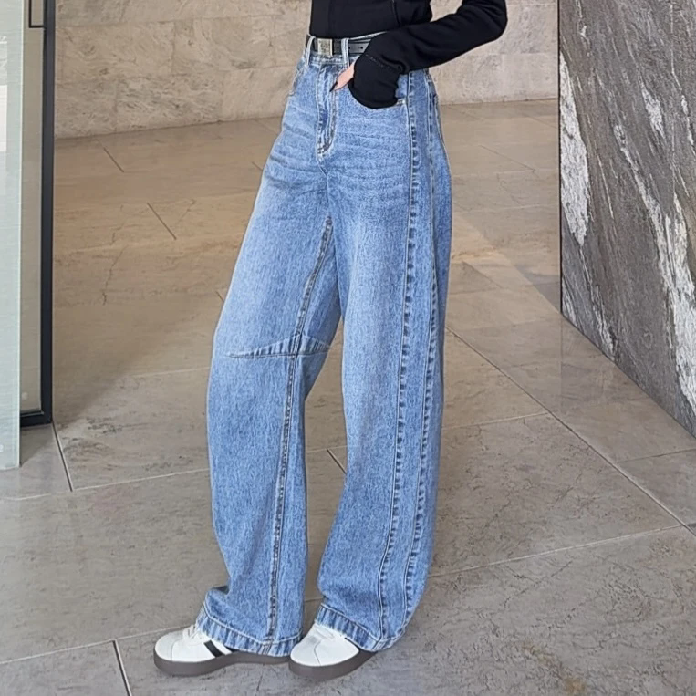 百搭水洗美式休闲复古牛仔裤