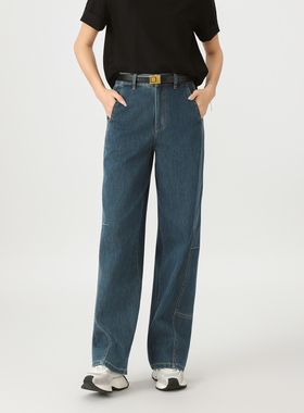 A家专柜正品2025秋季新款百搭小弯刀直筒牛仔裤女时尚爆款510032