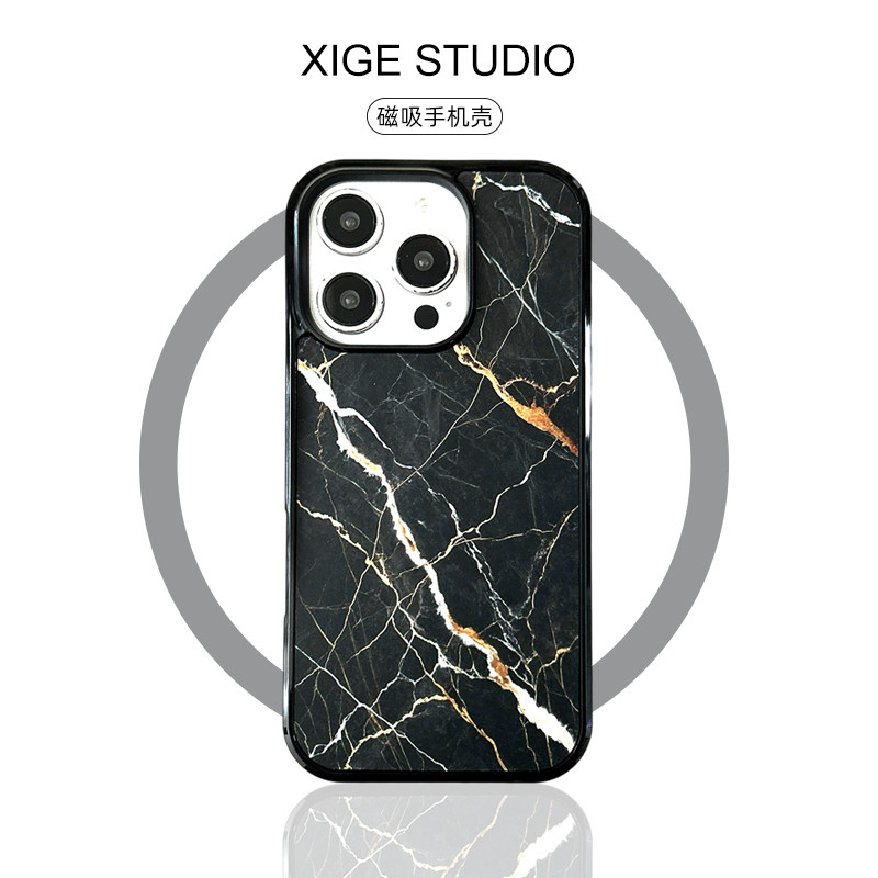 简约大理石纹Magsafe磁吸壳适用于苹果16promax手机壳新款iPhone15promax/14promax/13