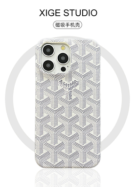 皮质纹狗牙白色Magsafe磁吸适用于苹果17promax手机壳新款iPhone16promax/15promax/14promax防摔保护套