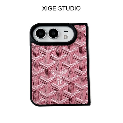 高级感狗牙皮质纹粉色适用于苹果折叠屏手机壳新款iPhone18Duo防摔iPhoneDuo保护套情侣男女款