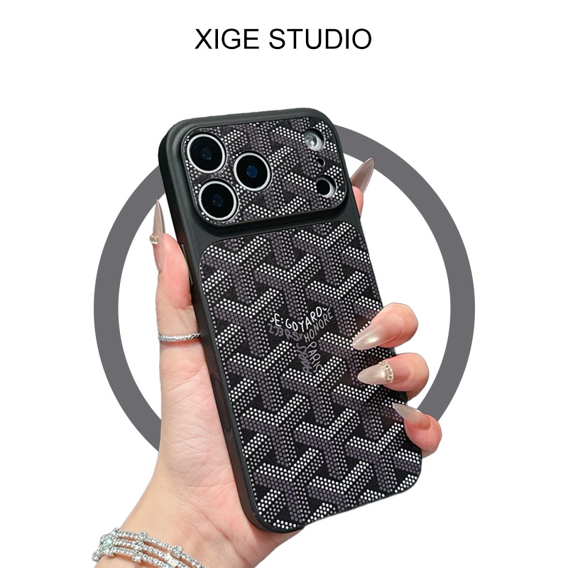 棕色戈雅狗牙纹适用于苹果17promax手机壳新款iPhone16promax/15promax/14promax/13promax全包防摔保护套