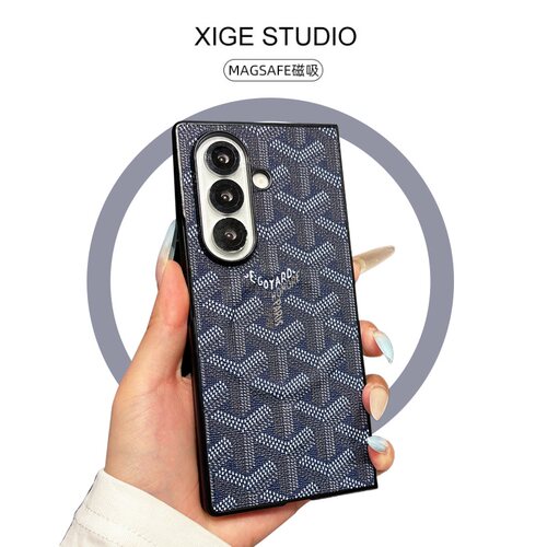 Magsafe磁吸狗牙皮质纹深蓝适用三星ZFold8Ultra手机壳高级感ZFold8韩国ZFold7折叠屏ZFold6防摔ZFold5保护套