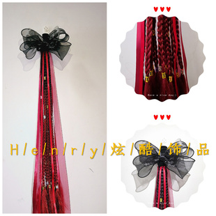 定制成人儿童摩托车赛车机车电动车头盔装饰男女脏脏辫子马尾辫子