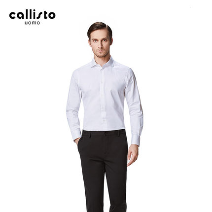 callisto卡利斯特男士商务透气全棉长袖衬衣FLSTL002WH