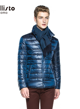 callisto卡利斯特冬男翻领亮面短款时尚羽绒服外套FJFED002DB