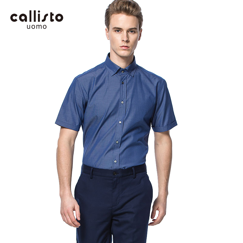 callisto夏季商务修身纯棉衬衫