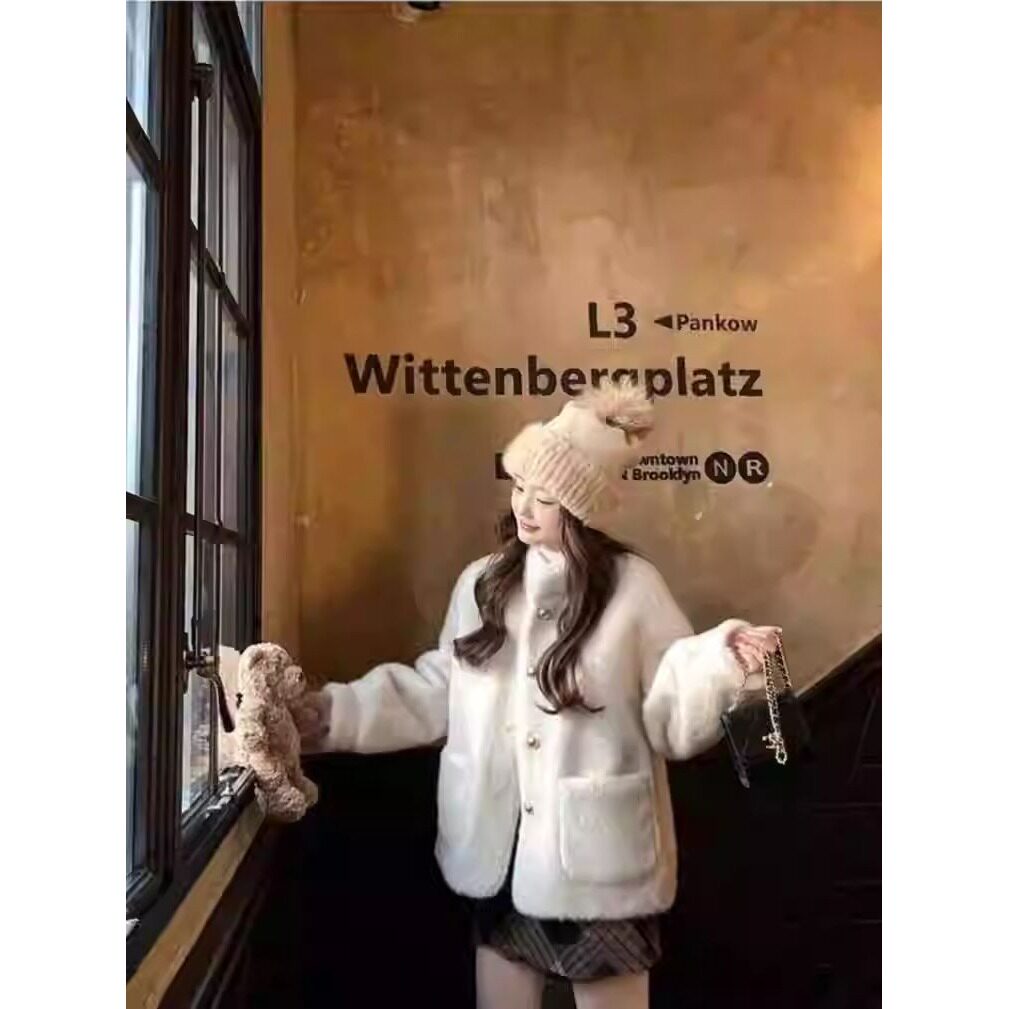 2026新款加厚水貂绒皮毛一体毛毛外套女冬季短款立领环保皮草大衣