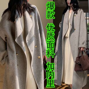 呢子大衣 韩系小个子高级感中长款 新爆款 灰色毛呢外套女秋冬新款