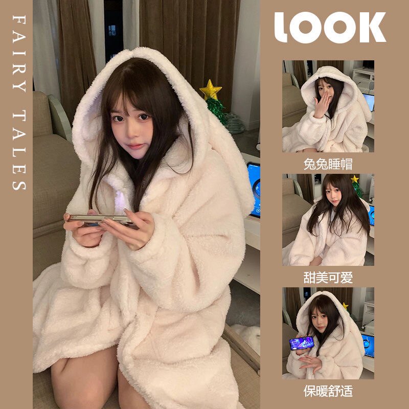 史迪仔卡通情侣网红风睡衣男女秋睡袍/浴袍