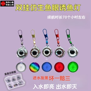 麦八方双挂孔深水诱鱼灯仿生鱼眼灯纽扣灯集鱼灯带鱼灯海钓路亚灯