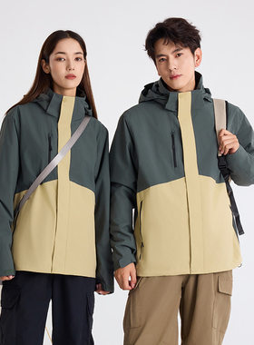 冲锋衣外套男女同款三合一加绒防风防雨户外登山服冬季保暖抓绒衣