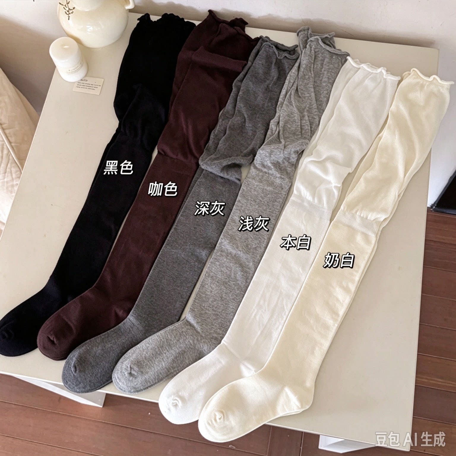 桃喜纯色堆堆过膝长筒袜秋冬新品无骨超柔慵懒jk百搭大腿袜配长靴